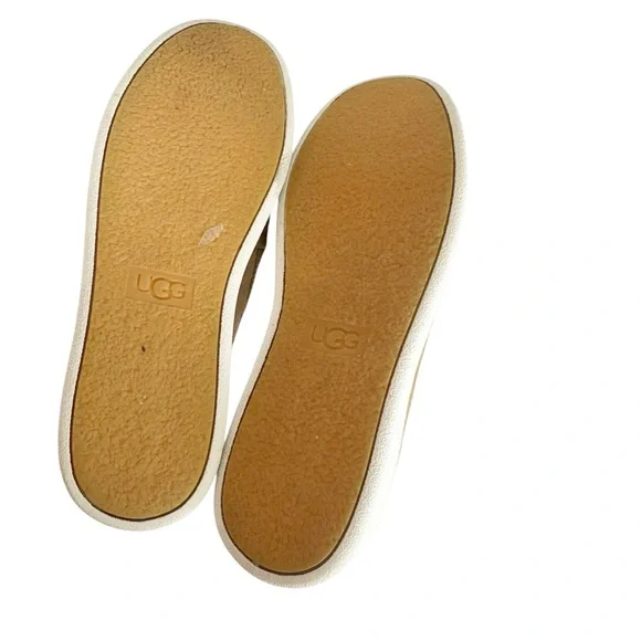 UGG Cas Slip-on Sneakers Women's 7.5 Brown Suede with Metallic gold Leather Heel - Picture 9 of 9